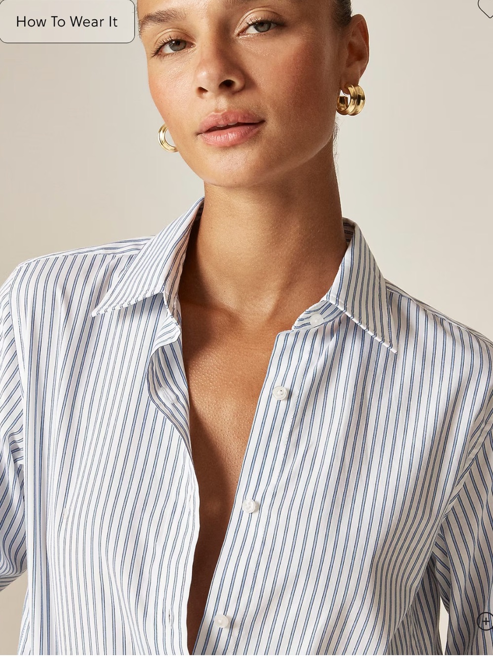 J. Crew Women’s White Shirt with Blue Pinstripes